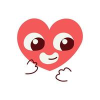 red happy heart character emoji on white background. Romantic flat style Valentine's Day illustrations to express feelings of love . vector