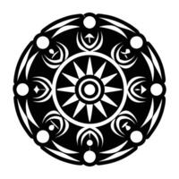 A black and white circular design with a star in the center vector