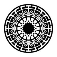 A black and white circular design with a circular pattern vector