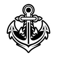 An anchor with a black and white outline vector