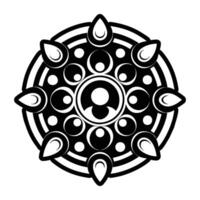 A black and white design with a circular design vector