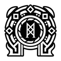 A glyph style icon of the rune portal vector