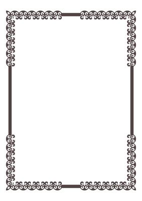 Monochrome rectangular Vertical Islamic Asian Kazakh national ornament frame. A4. For Award, textile, print design, embroidery, sandblaster, Kazakh pattern frame, border, decorative ornament. EPS