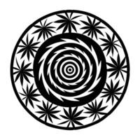 A black and white circular design with a spiral pattern vector