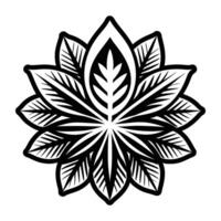 A black and white logo of a leaf vector