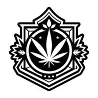 A black and white logo for a marijuana leaf vector