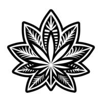 A black and white marijuana leaf logo vector