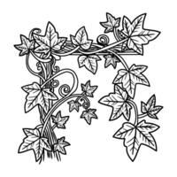 A black and white drawing of a letter f with leaves vector