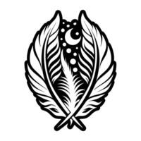 A filled style icon of feather symbol tattoo vector