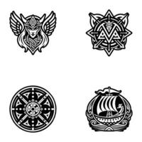 Collection of Glyph Style Tattoo Icons vector