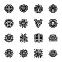 Collection of Russian Glyph Style Icons vector