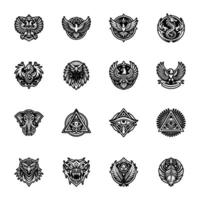 Collection of Glyph Style Russian Artwork Icons vector