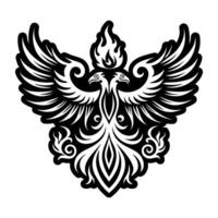 A glyph style icon of firebird tattoo vector
