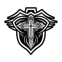 A filled style icon of cross symbol vector