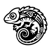 A chameleon in tribal style with a tribal pattern vector