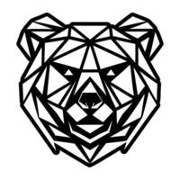 A black and white bear head with geometric shapes vector