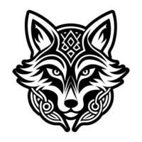 A celtic wolf head with a celtic pattern vector