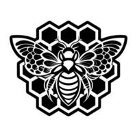 A bee with a honeycomb on it vector