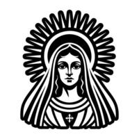 The virgin mary is depicted in a black and white style vector