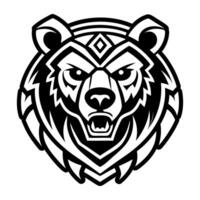 A bear head with tribal design on it vector