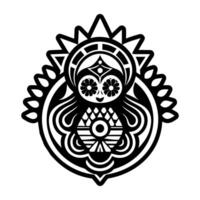 An owl with a tribal design on it vector