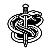 A snake with a sword and a shield vector