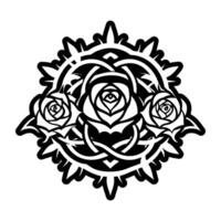 A rose tattoo design with a black and white background vector