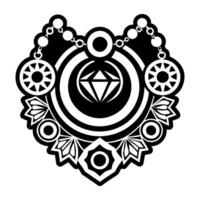 A black and white logo with a diamond and a chain vector