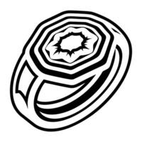 A solid style icon of a ring vector