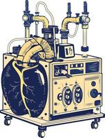 Cardiopulmonary machine illustration in vintage style vector