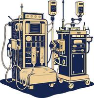Dialysis unit illustration in vintage style vector