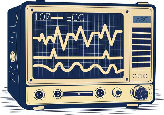 A vintage illustration of ecg monitor machine