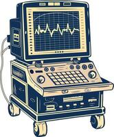 Echocardiogram machine illustration in vintage style vector