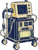 Ventilator machine illustration in vintage style vector