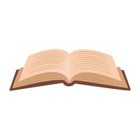 An open book in a brown binding. vector