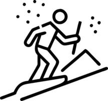 Abstract glowing figure skiing down a futuristic mountain vector