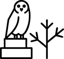 Winter tree branches and snowy owl podium with copy space vector