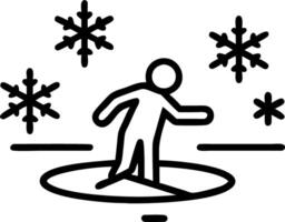 Abstract glowing figure ice fishing on a frozen digital lake vector