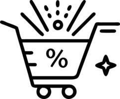 Abstract glowing cart with discount elements floating vector