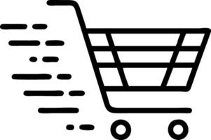 Abstract glowing shopping cart with digital particles vector