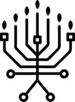 Abstract glowing menorah with futuristic background digital art style vector