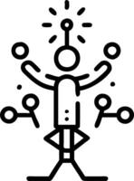 Abstract glowing person decorating a winter tree with lights vector