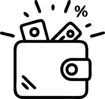 Abstract glowing wallet with discount and sale elements vector