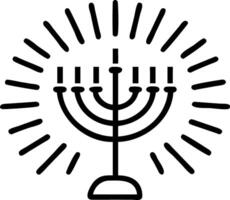 Abstract glowing Hanukkah menorah with shimmering light trails vector