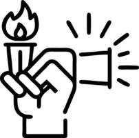Border frame with glowing raised fist and torch symbolizing activism and freedom for Human Rights Day vector
