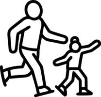 Candid father and child ice skating at a winter rink vector