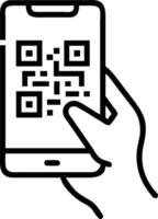 Close up of hand scanning QR code for Cyber Monday checkout vector