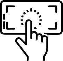 Close up of hand tapping on futuristic holographic product option vector