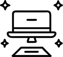 Desktop monitor with holographic keyboard and sale icon vector