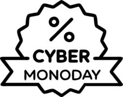 Floating Cyber Monday discount label with glowing percentage symbol vector